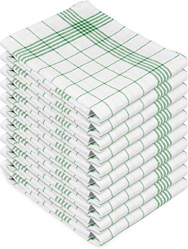 normani 10 x Hochwertige, saugstarke Halbleinen Geschirrtücher Gläsertücher waschbar bis 60° C Farbe Grün-Kariert von normani