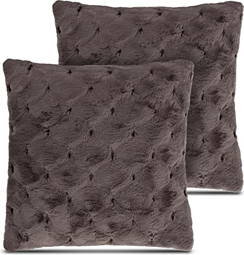 normani 2 oder 4 Dekokissen Couch-Kissen - Zierkissen aus extrem weichem Polyester mit oder ohne Füllung - Sofakissen mit Cashmere Touch waschbar mit Reißverschluss Farbe 2 x Braun mit Füllung von normani