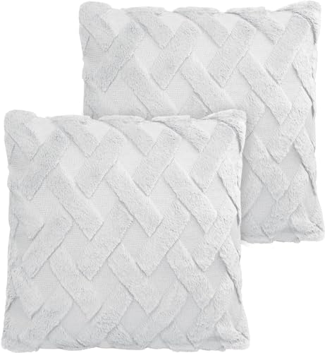 normani 2 oder 4 Kopfkissen Dekokissen mit und ohne Füllkissen - Zierkissen Bezüge aus weichem Polyester mit Cashmere Touch 45x45 cm Sofakissen Couch Kissen Farbe 2 x Grau Größe Mit Füllung von normani