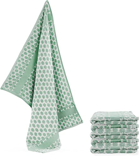 normani Geschirrtücher Abtrocktücher aus 100% saugstarker Baumwolle3,6 oder 12 Geschirrhandtücher Frottee Geschirrtuch 50 x 70 cm Farbe 6 × Grün von normani