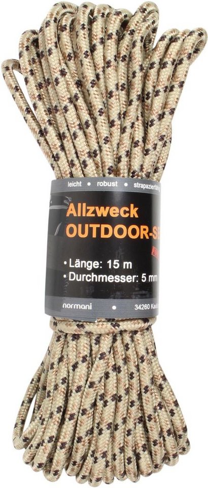 normani Allzweck-Outdoor-Seil 5 mm x 15 m Chetwynd Seil, Stabiles Polypropylen-Seil für Caravan,Zelt,Boot -belastbar bis 250 kg von normani