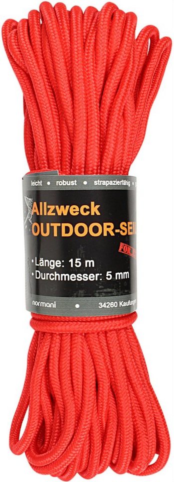 normani Allzweck-Outdoor-Seil 5 mm x 15 m Chetwynd Seil, Stabiles Polypropylen-Seil für Caravan,Zelt,Boot -belastbar bis 250 kg von normani