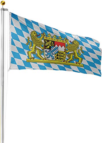 normani Alu Fahnenstange, Bayern oder Deutschland Flagge, Fahne zur Fussball WM/EM NEU - (6,20m bis 9m) Farbe Bayern Größe 6.20 Meter von normani