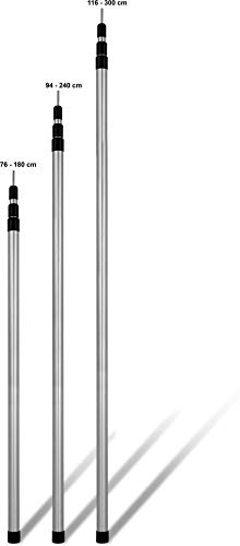 normani Aufstellstange Teleskopstangen Stützstange aus Alu in unterschiedlichen Längen von 76 cm bis 300 cm - 3 Segmente für Zelt, Tarp, Sonnensegel oder Plane Farbe 1Stück Größe 140-370 cm von normani