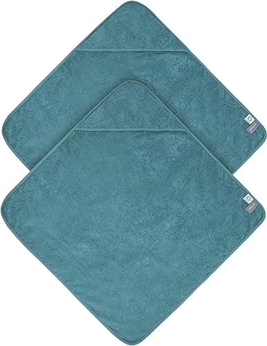 normani Baby Kapuzentuch Frottee Wickeltuch Kapuzenhandtuch aus 100% Bio-Baumwolle in 80x80 cm - Badetuch für kleine Kinder Farbe 2 x Petrol von normani