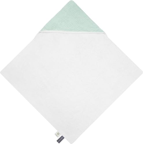 normani Baby Kapuzentuch aus Musselin Frottee Wickeltuch Kapuzenhandtuch aus 100% Bio-Baumwolle in 75x75cm - Badetuch für kleine Kinder Farbe 1x Minze von normani