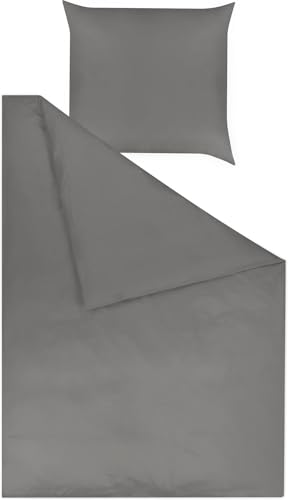 normani Bambus Bettwäsche Set aus weichem und hautfreundlichem Material – Bettbezug + Kissen mit Reißverschluss – Seiden-Touch gut für Haut und Haar Farbe Anthrazit Größe 155 x 220 + 80 x 80 cm von normani