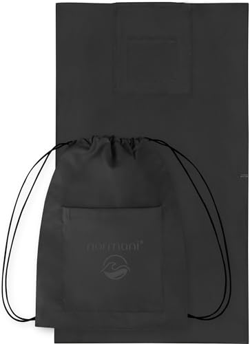 normani Cleveres Strandhandtuch mit Rucksackfunktion - Großes Badehandtuch aus Baumwolle - Handtuch zum Rucksack verwandeln (90x170 cm) Farbe Schwarz von normani