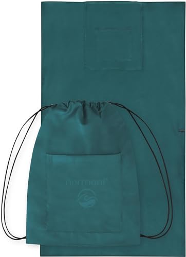 normani Cleveres Strandhandtuch mit Rucksackfunktion - Großes Badehandtuch aus Baumwolle - Handtuch zum Rucksack verwandeln (90x170 cm) Farbe Petrol von normani