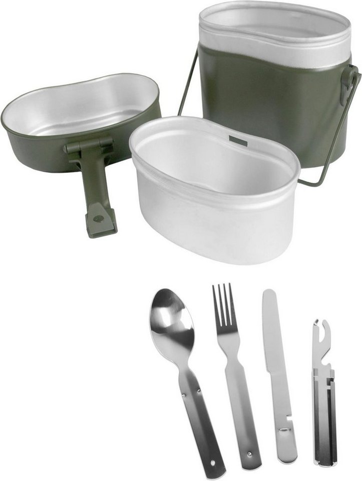 normani Geschirr-Set (6-tlg), Edelstahl, Camping Geschirr Essgeschirr Outdoor Besteck Kochgeschirr - 500ml - Rostfrei und Lebensmittelecht von normani