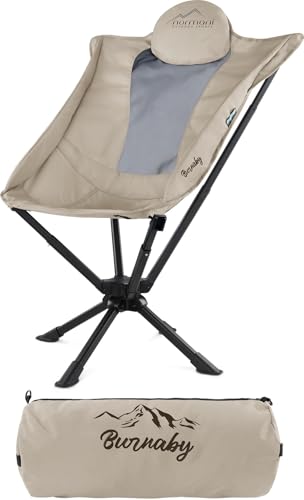 normani Hochlehner Outdoor Faltstuhl klappbarer Stabiler Campingstuhl Anglersessel mit Kopfkissen - Getränkehalter verfügbar Farbe Beige von normani