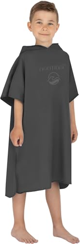 normani Kinder Mikrofaser Badehandtuch Strandtuch Badeponcho mit Kapuze aus 80% recyceltem Material für Jungen und Mädchen von 2-13 Jahren Farbe Schwarz Größe 6-9 Jahre von normani