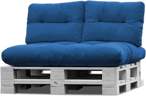 normani Palettenkissen Set Sofa Sitzkissen wasserdicht mit Rückenkissen Outdoor Palettenauflagen (Sitzkissen Gesteppt 120x80) Farbe Cobalt von normani