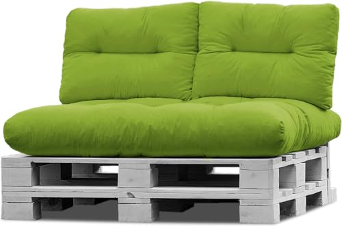 normani Palettenkissen Set Sofa Sitzkissen wasserdicht mit Rückenkissen Outdoor Palettenauflagen (Sitzkissen Gesteppt 120x80) Farbe Lime von normani