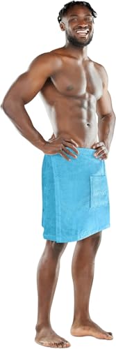 normani Saunakilt Saunatuch für Herren 100% Bio Baumwolle mit praktischem Schnellverschluss Oeko-Tex® 100 Farbe Türkis von normani