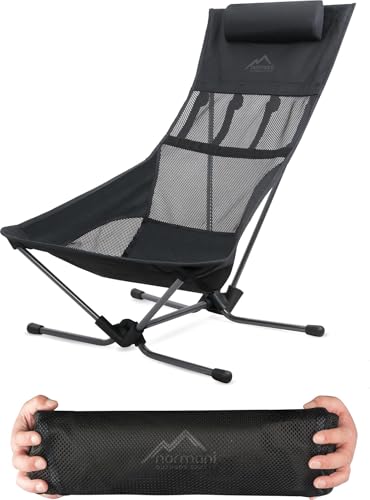 normani Ultraleichter Strandstuhl Campingstuhl 2-in-1 Beachchair oder Campingliege - verstellbare Rückenlehne mit Kopfkissen - 7075 Aluminium Rahmengestell Farbe Grau von normani