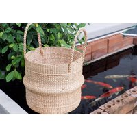 S M Größe Blumentopfkörbe Mit Griff, Pflanzgefäß Und Obstkorb, Blumenmädchen-Wickerbauchkorb, Handgemachter Gewebter Seegrasbauch von nornorbag