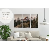 3Er Set Berge Wandkunst Für Rustikale Hütte, Leinwanddruck Mit Geteilter Tafel Wohnzimmer, Wilderness Home Decor, Bild Der Rocky Mountains von NorthandNature