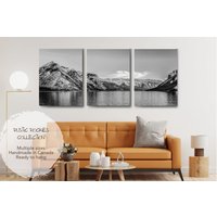 3Er Set Lake Minnewanka Leinwand Wandkunst Für Rustikales Cottage, Banff Nationalpark Bild, Split Panel Bergleinwand, Kunstwerk Flur von northandnature