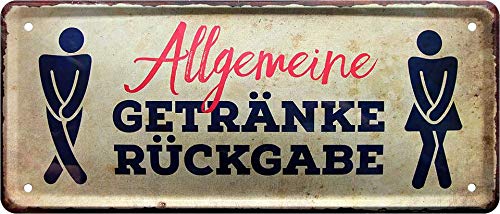 Blechschild ''Allgemeine Getränkerückgabe'' 28x12cm Geschenk Lustige Sprüche Feier Vintage Retro Geburtstag Deko Party Überraschung Fan Zuhause WC Open Closed Badezimmer von Generic