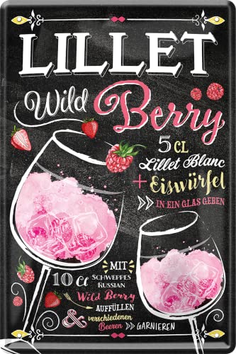 Blechschild ''Lillet Wild Berry'' 20x30cm Geschenk Lustige Sprüche Feier Vintage Retro Geburtstag Deko Party Überraschung Fan Alkohol Cocktail Likör Sekt Getränk Party von XIAOMA