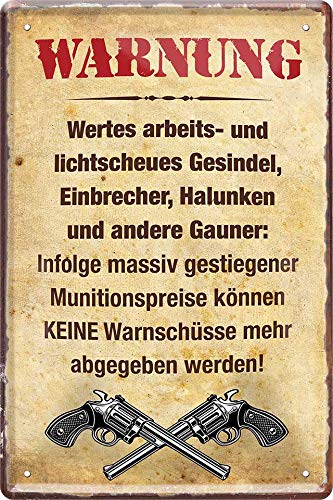 Blechschild ''Warnung (2 Pistolen)'' 20x30cm Geschenk Lustige Sprüche Feier Vintage Retro Geburtstag Deko Party Überraschung Fan Waffen Gewehr Krieg Schiessen Jagt von Generic