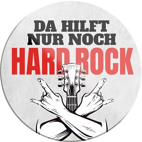 Magnet ''Da hilft nur noch Hard Rock'' 8x8cm Kühlschrankmagnet Lustige Sprüche Feier Vintage Retro Geburtstag Deko Party Überraschung Fan Musik Metall Rock Pop Klassik von Generic