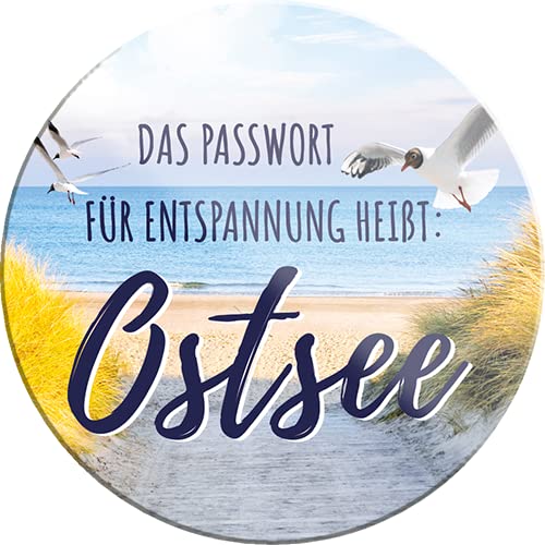 Magnet ''Das Passwort für Entspannung Ostsee'' 8x8cm Kühlschrankmagnet Lustige Sprüche Feier Vintage Retro Geburtstag Deko Party Überraschung Fan Meer Urlaub Sommer Sandstrand von Generic