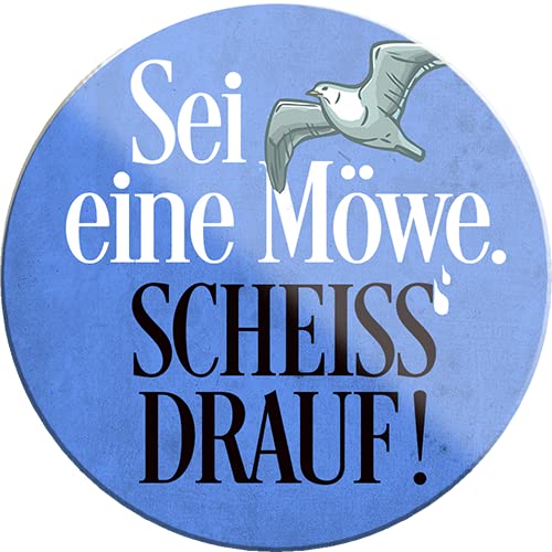 Magnet ''Sei eine Möwe. Scheiss Drauf!'' 8x8cm Kühlschrankmagnet Lustige Sprüche Feier Vintage Retro Geburtstag Deko Party Überraschung Fan Tiere Tiersprüche Funny Ironie von not-available