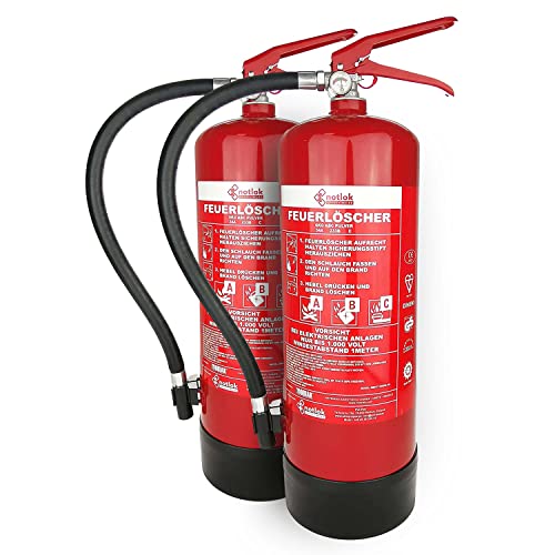 notlok Safety Work - 2X Pulver ABC Feuerlöscher 6kg | Dauerdruck mit Manometer | mit Feuerlöscher Halterung | Feuerlöscher Haushalt ideal für Küche Aber auch für Auto von notlok Safety Work