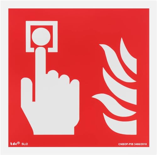 notlok Safety Work - Brandschutzschild - Feueralarm [ 15 x 15 cm ] | Nachleuchtende PVC Kunststoffplatte + Aufkleber für einfache Montage | DIN EN ISO 7010 | Feuermelder, Brandmelder, Brandmeldeanlage von notlok Safety Work