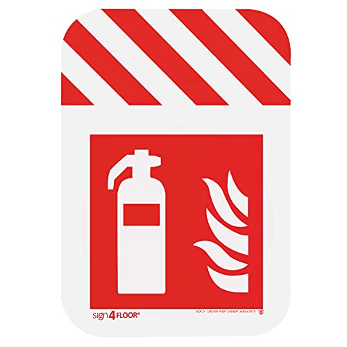Brandschutzschild Feuerlöscher gem. DIN EN ISO 7010 für den Fußboden sing4FLOOR, selbstklebend, rutschfeste Oberfläche, feuerfest und selbsterlöschend, UV-beständig von notlok Safety Work