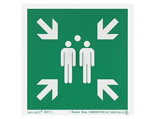 notlok Safety Work - Sammelplatz Schild [ 35 x 35 cm ] | Hinweisschild aus PVC-Nachleuchtplatte | Sammelstelle Schild | Schild Ausgang - sicherer Sammelplatz | Sammelpunkt Schild, Notausgangsschild von notlok Safety Work