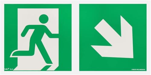 notlok Safety Work - Notausgangsschild Nachleuchtend [ 15x30 cm ] | PVC Platte mit Schaumstoffklebeband | DIN EN ISO 7010, DIN67510 | Fluchtwegschilder Nachleuchtend - Verschiedene Konfigurationen von notlok Safety Work