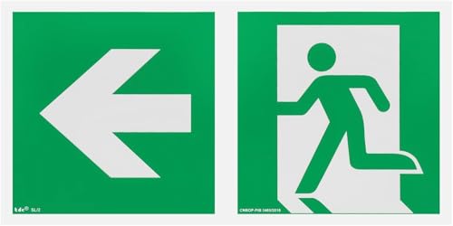 notlok Safety Work - Notausgangsschild Nachleuchtend [ 15x30 cm ] | PVC Platte mit Schaumstoffklebeband | DIN EN ISO 7010, DIN67510 | Fluchtwegschilder Nachleuchtend - Verschiedene Konfigurationen von notlok Safety Work