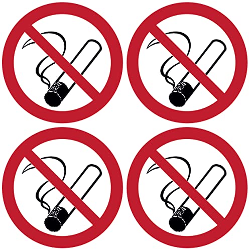 notlok Safety Work - Rauchen Verboten [ 4 Stück 20cm ⌀] - Aufkleber Schild Rauchverbot Nichtraucher für Büro, Gastronomie und Privat - Für Innen und Außen - Transparente, Selbstklebende von notlok Safety Work