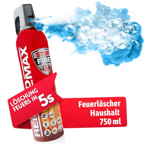 notlok Safety Work - 750g Feuerlöschspray | Klein Feuerlöscher Haushalt ideal für Küche Aber auch für Auto | Feuerlöscher Schaum löscht wirksam Feuer A B E F | Fettbrandlöscher geeignet für Camping von notlok Safety Work