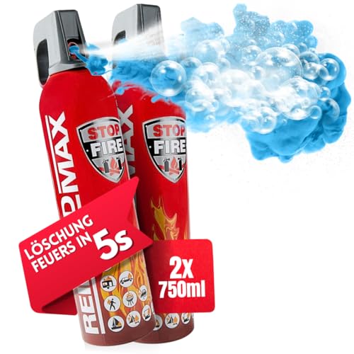 notlok Safety Work - 2x 750g Feuerlöschspray | Klein Feuerlöscher Haushalt ideal für Küche aber auch für Auto | Feuerlöscher Schaum löscht wirksam Feuer A B E F | Fettbrandlöscher geeignet für Camping von notlok Safety Work