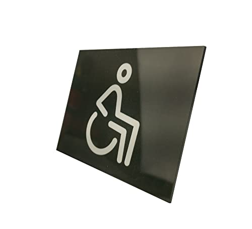 notlok Safety Work - wc schild Selbstklebend für Behinderten Schwarz [12x9cm, 2mm Acrylglas + Klebeband] | Wc Schilder, Toilettenschild, Wc Sign, Kloschild, Wc Turschild, Wc Sticker, Toilet Sign von notolk safety work