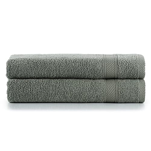 nottoc Badetücher Grün Olivegrün Khaki - 2 x Badetuch 70x140 cm 100% Baumwolle groß Duschtücher, Duschhandtücher, Duschtuch, Superweiche Türkische Luxus von nottoc