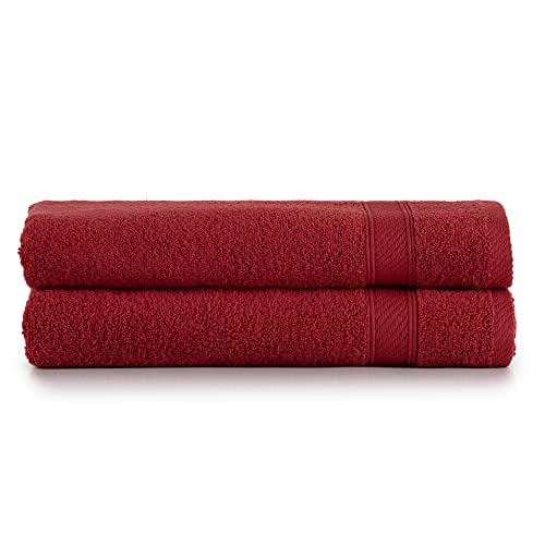 nottoc Badetücher Rot Bordeaux - 2 x Badetuch 70x140 cm 100% Baumwolle groß Duschtücher, Saunatuch, Duschtuch für Bad Türkische Luxus Premium Weich von nottoc