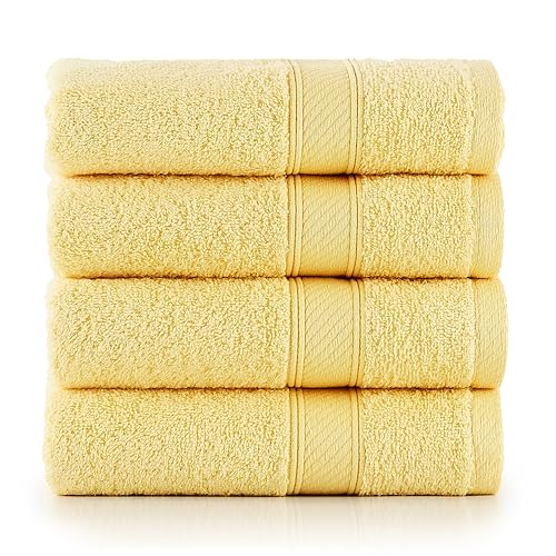 nottoc Frottier Handtücher Set Gelb 4 er Pack Baumwolle 50x90 cm, sehr saugfähig, weiches Gefühl, Weich, Frottiertücher Set von nottoc