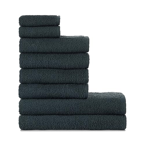 nottoc Handtücher Set Petrol Blau Dunkelblau - Flanell, Naturfaser, 2 x Badetücher 70x135, 4 x Handtücher 50x85, 2 x Gästetücher 30x50 - Absorptionskraft & Hochwertigkeit von nottoc