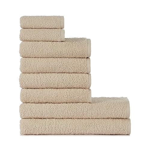 nottoc Handtücher Set Beige Baumwolle 2 x Badetuch 70x140cm + 4 x Handtuch 50x85cm + 2 x Gästehandtuch 30x50cm von nottoc