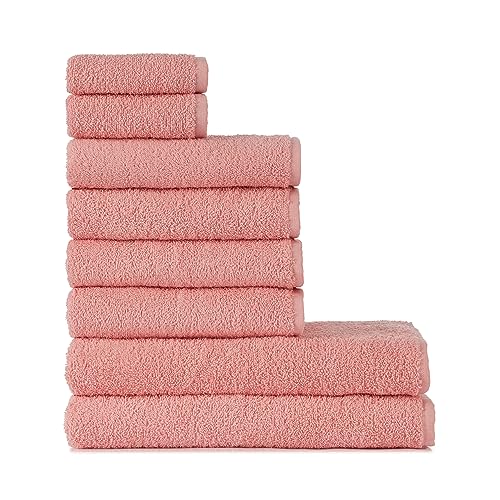 nottoc Handtücher Set Rosa - Flanell, Naturfaser, 2 x Badetücher 70x135, 4 x Handtücher 50x85, 2 x Gästetücher 30x50 - Absorptionskraft & Hochwertigkeit - Rose, Altrosa von nottoc