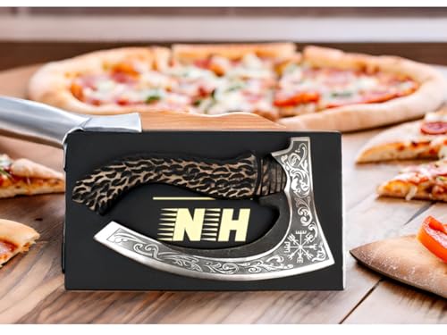 "NovaHaven Premium Kohlenstoffstahl Pizza-Schneider Axt – Ergonomischer Eschenholzgriff mit Rutschfester Handhabung – Elegantes Design mit Dekorativer Verpackung von novahaven
