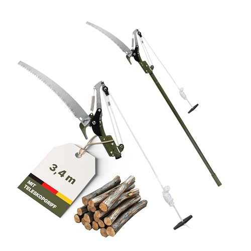 NovaTerra Astsäge mit Teleskopgriff 2in1, Astsäge Baumsäge mit Einstellbare Stiel, Schneidet Sauber und Schnell, Höhenverstellbar 3,4m von novaterra