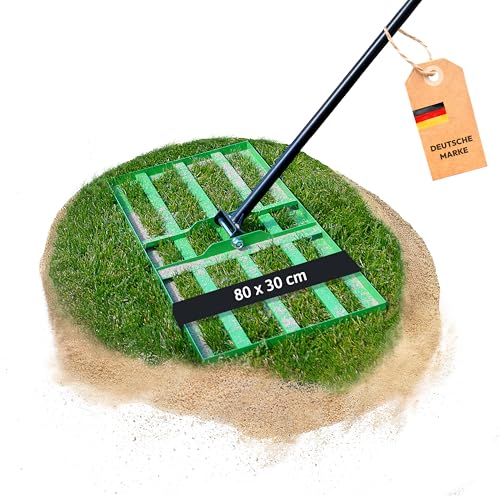 NovaTerra Rasenrakel 80x30 cm mit 2 Meter Stiel [für den perfekten Rasen] I Ideal zur Rasenpflege, Sandverteilung und Rasennivellierung I Leicht und handlich anwendbar zum Rasen rakeln von novaterra