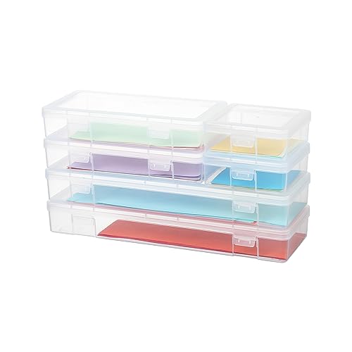 novelinks Stapelbare transparente Aufbewahrungsbox aus Kunststoff mit Verriegelungsdeckel – Kunsthandwerk Zubehör Organizer Aufbewahrungsbehälter für Bleistiftbox, Lego, Buntstifte, Perlen (2 klein + von novelinks