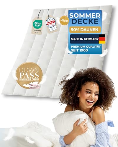 nøvera® Daunendecke 155x220 Deluxe - Made in Germany | Traumhaft flauschig - 90% Daunen 10% Federn | Bettdecke 155x220 - Allergiker geeignet | Daunenbettdecke | Sommerdecke | Federbettdecke | Oeko-Tex von nøvera